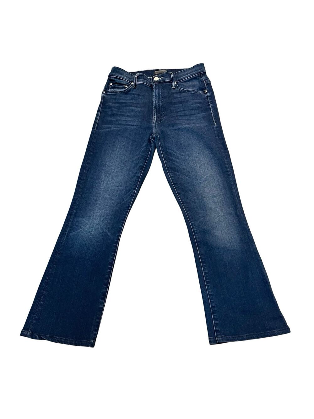 Mother Capri Kick Flare Jeans Size 26 Dark Wash Blue Stretchy Five Pocket HEMMED
